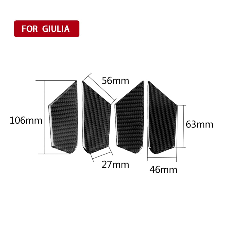 4 in 1 Car Carbon Fiber Inner Door Bowl Decorative Sticker for Alfa Romeo Giulia 2017-2019, Left and Right Drive Universal, Inner Door Bowl