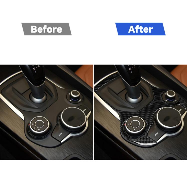 Car Carbon Fiber Gear Panel Decorative Sticker for Alfa Romeo Giulia 2017-2019, Left and Right Drive Universal, Gear Panel