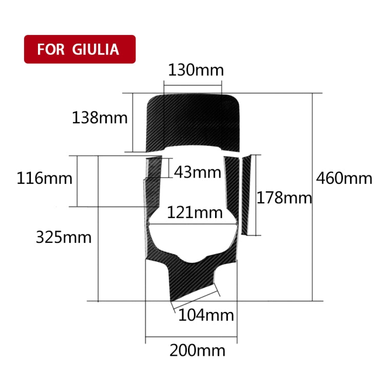 3 in 1 Car Carbon Fiber Gear Frame Panel Decorative Sticker for Alfa Romeo Giulia 2017-2019, Left Drive, Gear Frame, Left Drive