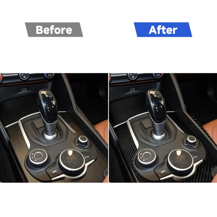 3 in 1 Car Carbon Fiber Gear Frame Panel Decorative Sticker for Alfa Romeo Giulia 2017-2019, Left Drive, Gear Frame, Left Drive