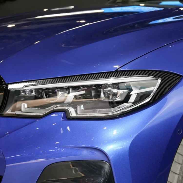 Car Carbon Fiber Light Eyebrow Decorative Sticker for BMW 3 Series G20/G28/325Li/330d/335 2019-2020, Left and Right Drive Universal