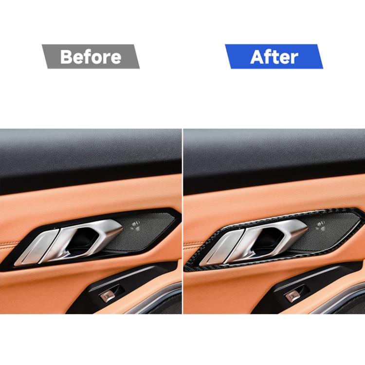 4 in 1 Car Carbon Fiber Door Handle Decorative Sticker for BMW 3 Series G20/G28/325Li/330d/335 2019-2020, Left and Right Drive Universal, Door Handle