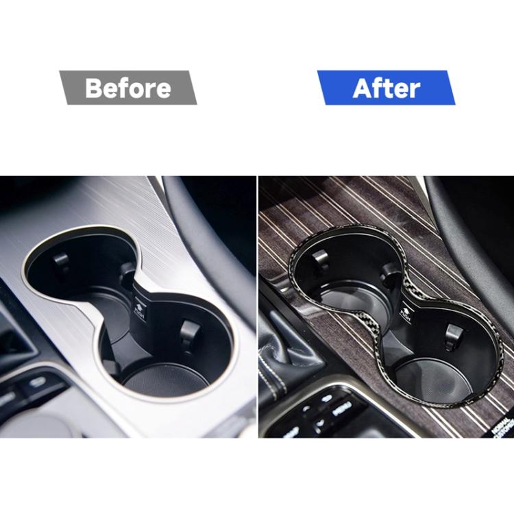 Car Carbon Fiber Water Cup Holder Frame Decorative Sticker for Lexus RX300 / 270 / 200T / 450h 2016-2019, Left and Right Drive Universal, Water Cup Holder Frame