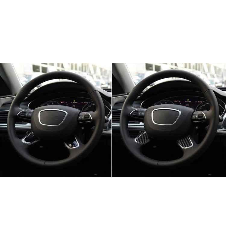 Car Carbon Fiber Steering Wheel Button Decorative Sticker for Audi A6 S6 C7 A7 S7 4G8 2012-2018, Left and Right Drive Universal