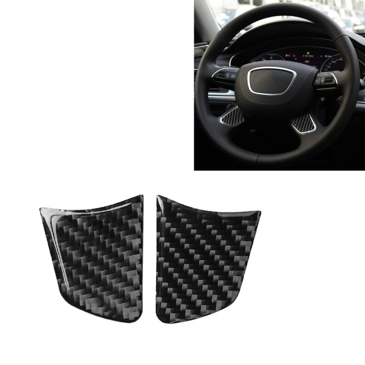 Car Carbon Fiber Steering Wheel Button Decorative Sticker for Audi A6 S6 C7 A7 S7 4G8 2012-2018, Left and Right Drive Universal, Steering Wheel Button