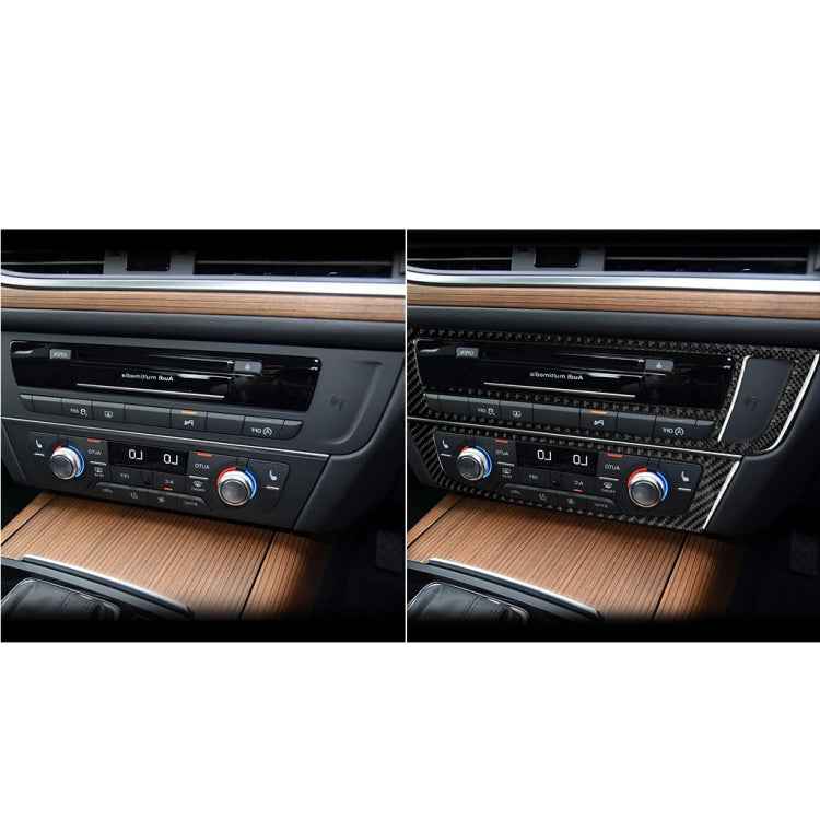 Car Carbon Fiber Air Conditioning CD Panel Decorative Sticker for Audi A6 S6 C7 A7 S7 4G8 2012-2018, Right Drive