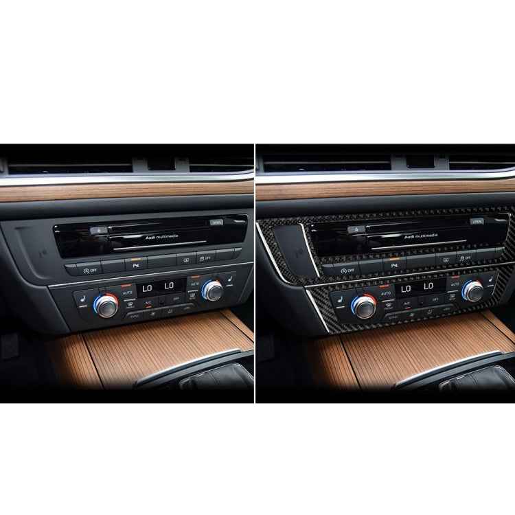 Car Carbon Fiber Air Conditioning CD Panel Decorative Sticker for Audi A6 S6 C7 A7 S7 4G8 2012-2018, Left Drive