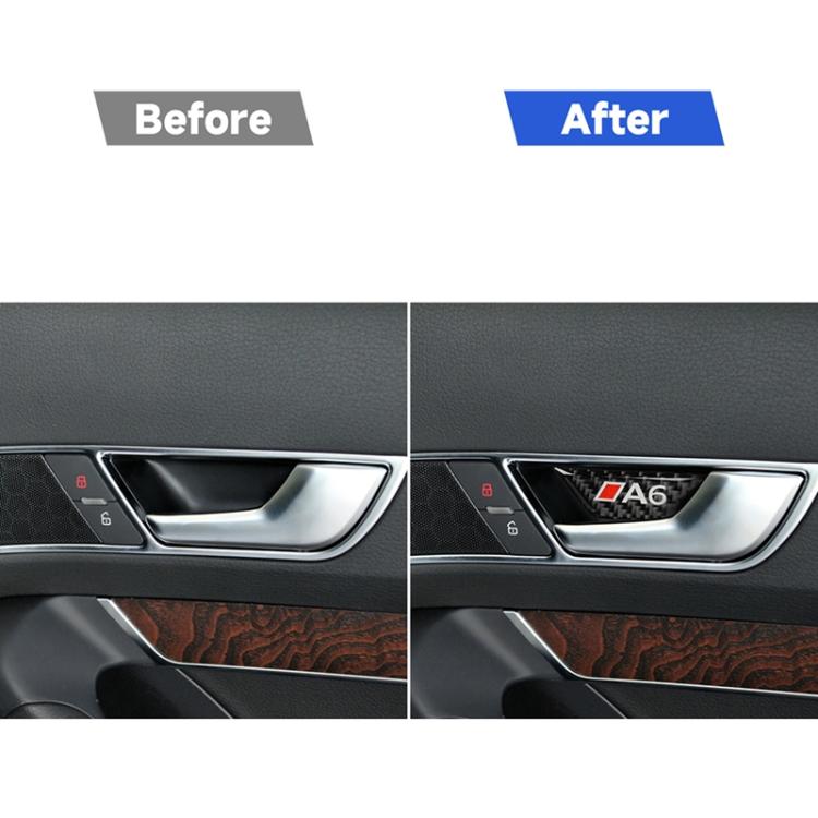Car Carbon Fiber Door Bowl Anti-scratch Sticker for Audi A6 2005-2011, Left and Right Drive Universal, Door Bowl