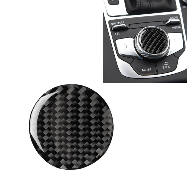 Car Carbon Fiber Central Control Knob Decorative Sticker for Audi A3 / A4L 2014-2019, Left and Right Drive Universal, Central Control Knob