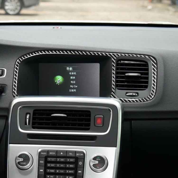 Car Carbon Fiber Navigation Frame Decorative Stickers for Volvo V60 2010-2017 / S60 2010-2018, Left Drive