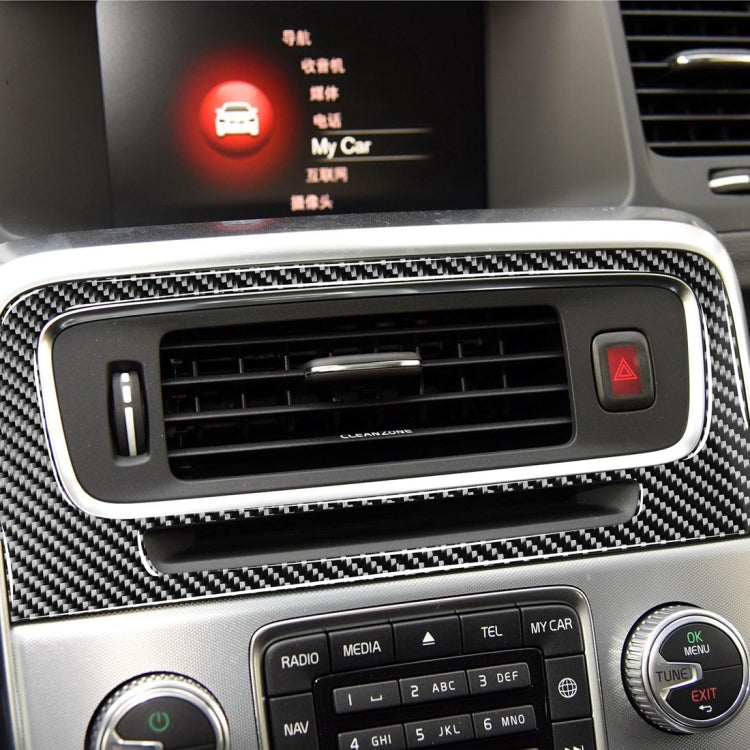 Car Carbon Fiber Central Control Air Outlet Decorative Stickers for Volvo V60 2010-2017 / S60 2010-2018, Left and Right Drive Universal, Central Control Air Outlet
