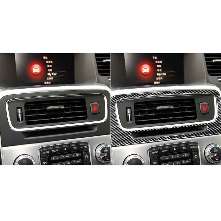 Car Carbon Fiber Central Control Air Outlet Decorative Stickers for Volvo V60 2010-2017 / S60 2010-2018, Left and Right Drive Universal