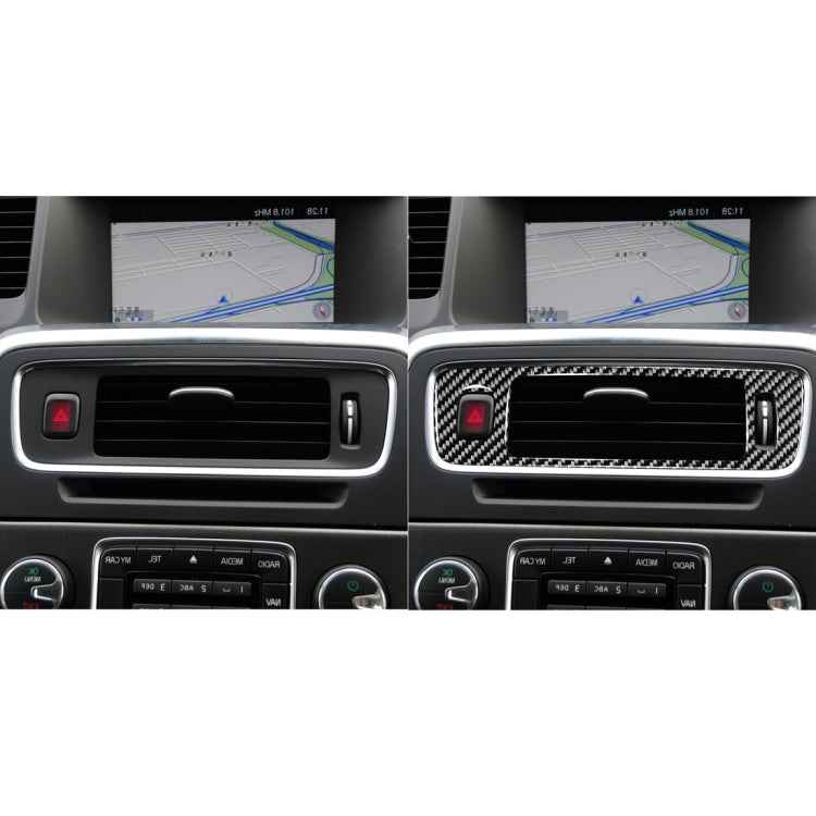 Car Carbon Fiber Central Control Below Air Outlet Decorative Stickers for Volvo V60 2010-2017 / S60 2010-2018, Right Drive