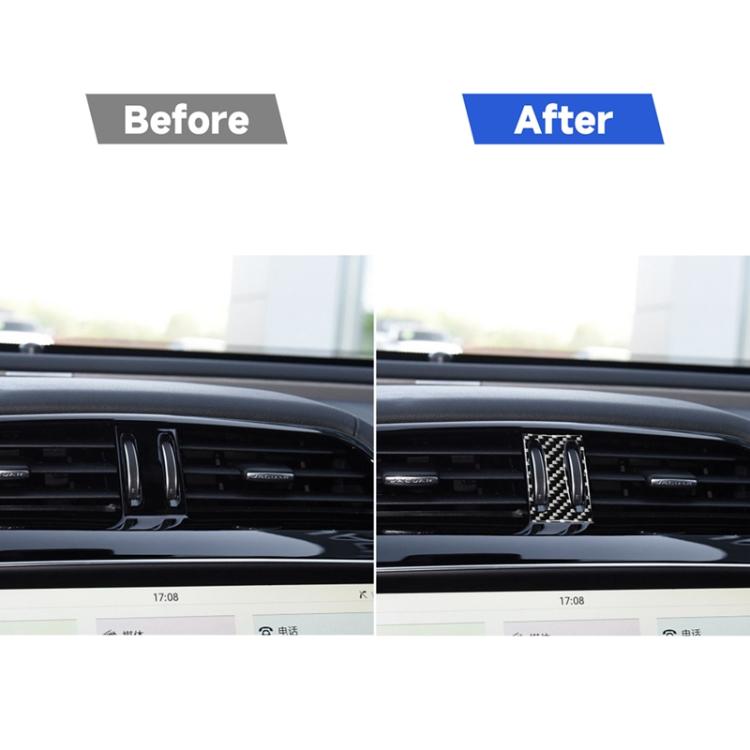 Car Carbon Fiber Middle Air Outlet Decorative Stickers for Jaguar F-PACE X761 XE X760 XF X260 XJ 2016-2020, Left and Right Drive Universal, Middle Air Outlet