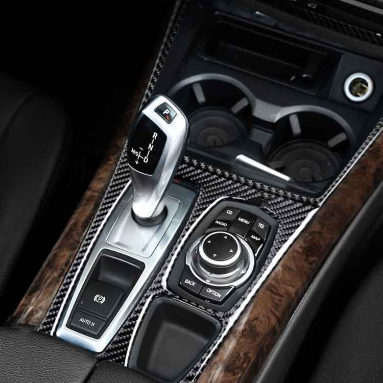 Car Carbon Fiber Water Cup Holder Decorative Sticker for BMW E70 X5 / E71 X6 2009-2013, Left Drive