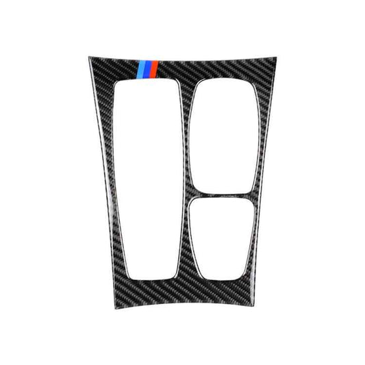 Car Carbon Fiber Tricolor Gear Panel Decorative Sticker for BMW X5 2008-2013 / X6 2009-2014, High Configuration Left Drive