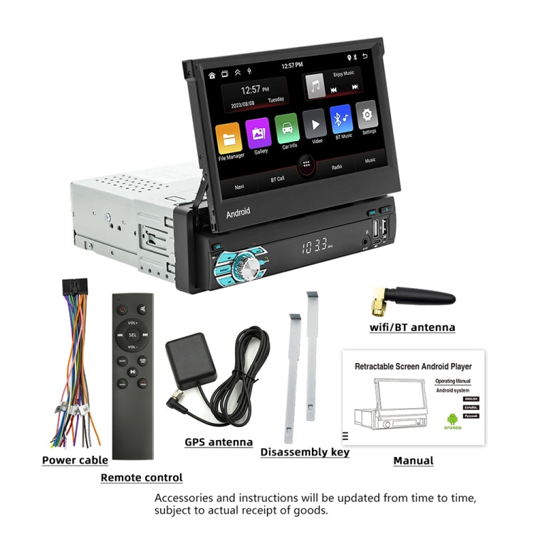 HD 7 inch Single Din Car Android Player GPS Navigation Bluetooth Touch Stereo Radio, Support Mirror Link & FM & WIFI