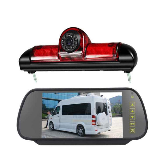 PZ460 Car Waterproof HD High Position Brake Light View Camera + 7 inch Rearview Monitor for Fiat / Citroen / Peugeot