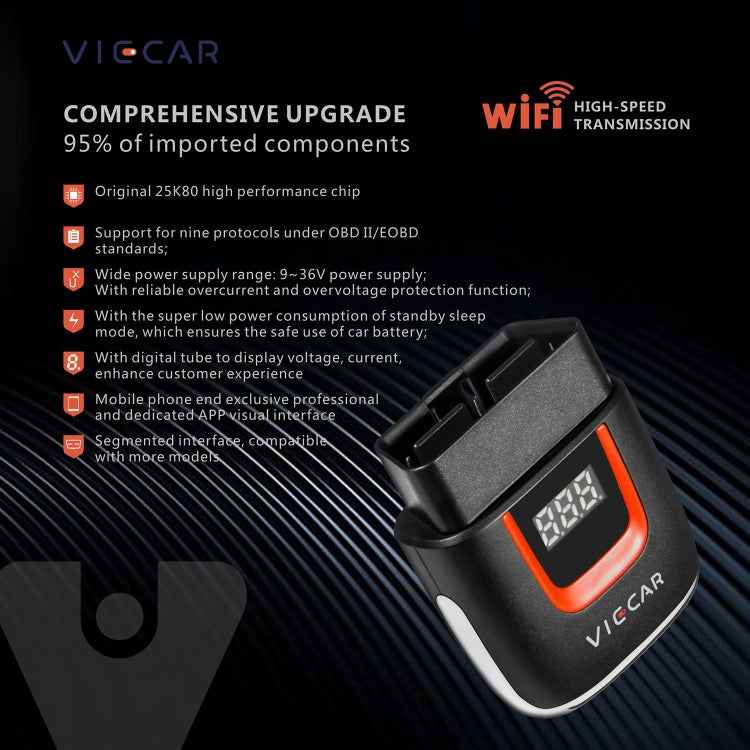 Viecar VP004 Car Mini OBD + USB / Type-C Interface Fault Detector V1.5 WiFi Diagnostic Tool