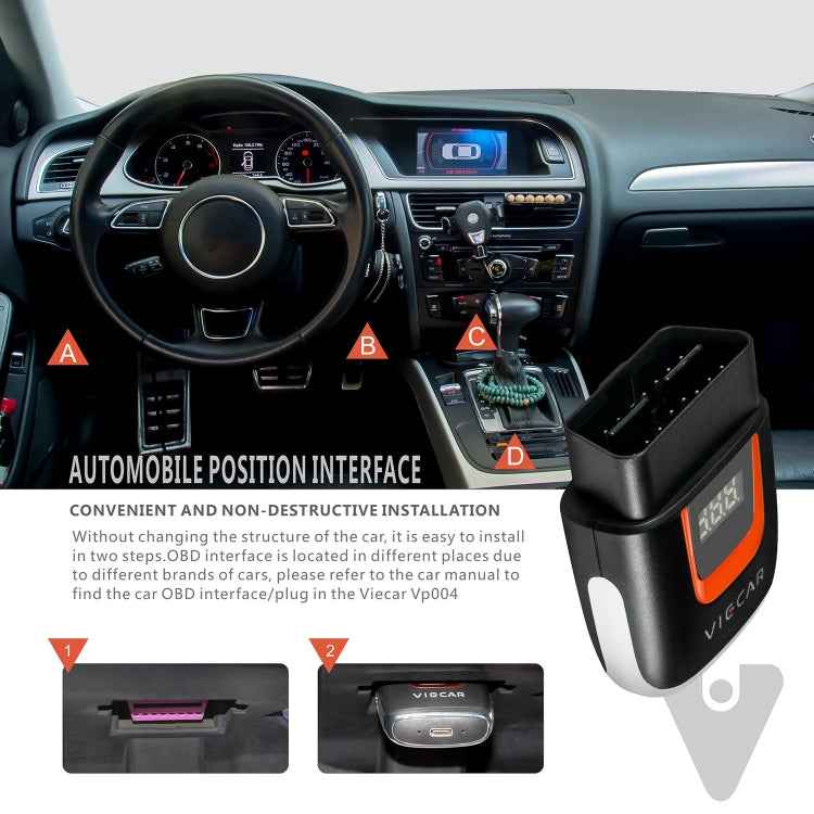 Viecar VP004 Car Mini OBD + USB / Type-C Interface Fault Detector V1.5 WiFi Diagnostic Tool