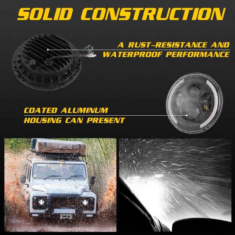 7 inch H4 / H13 DC 9V-30V 3000LM 3000K-6000K 25W Car Round Shape LED Headlight Lamps for Jeep Wrangler, with Angel Eye