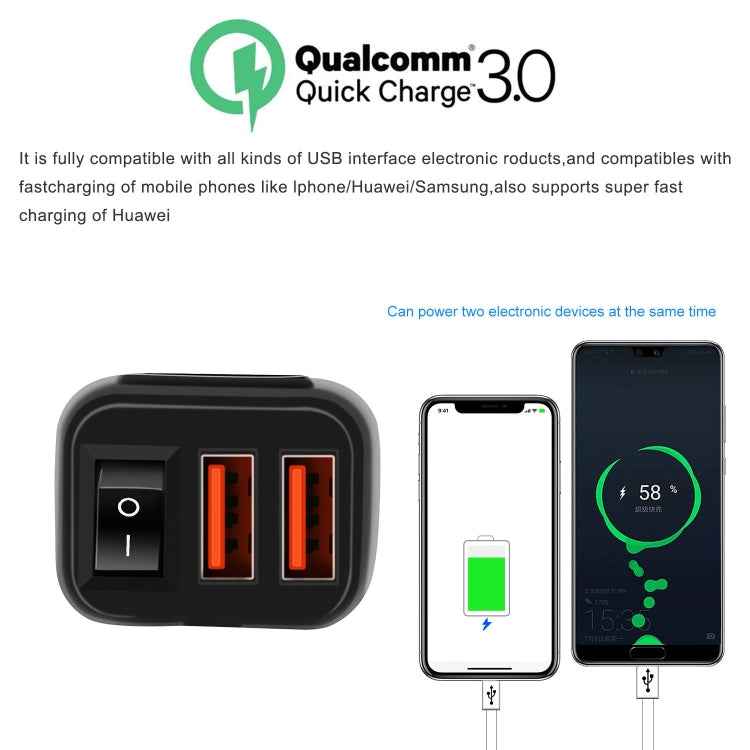 Universal Car Super Quick Dual Port USB Charger Power Outlet Adapter with LED Digital Voltmeter