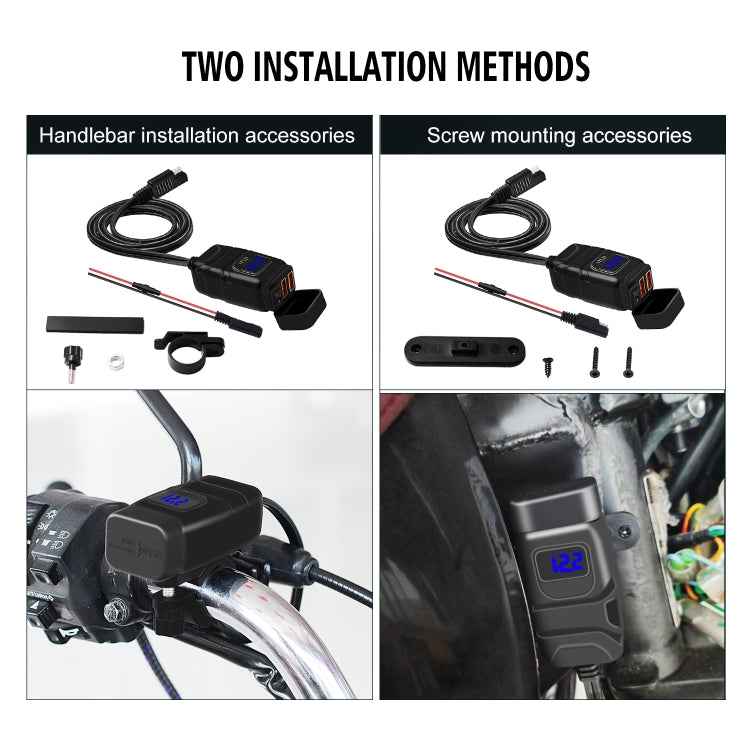 Universal Car Super Quick Dual Port USB Charger Power Outlet Adapter with LED Digital Voltmeter