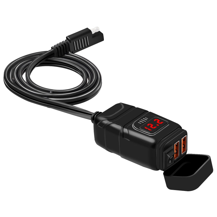 Universal Car Super Quick Dual Port USB Charger Power Outlet Adapter with LED Digital Voltmeter