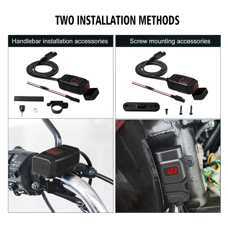 Universal Car Super Quick Dual Port USB Charger Power Outlet Adapter with LED Digital Voltmeter