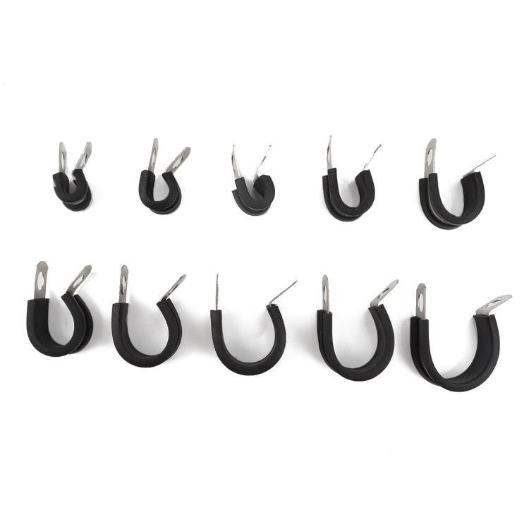 10 PCS Car Rubber Cushion Pipe Clamps Stainless Steel Clamps, Size: 5/4 inch (32mm)