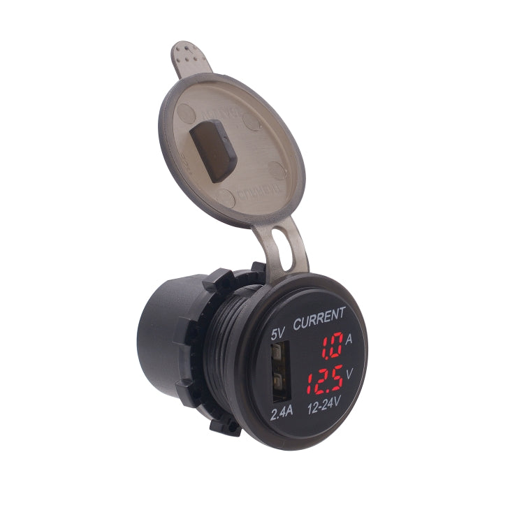 Universal Car Single Port USB Charger Power Outlet Adapter 2.4A 5V IP66 with LED Digital Voltmeter + Ammeter + 60cm Cable, 2.4A Voltmeter + Ammeter + 60cm Cable (Red Light), 2.4A Voltmeter + Ammeter + 60cm Cable (Blue Light)����������������������������...