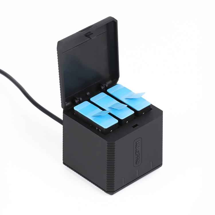 RUIGPRO USB Triple Batteries Housing Charger Box with Cable & Indicator Light for GoPro HERO9 Black / HERO10 Black