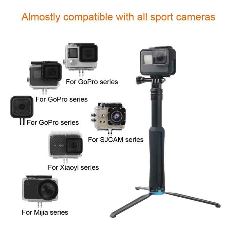 Portable Foldable Tripod Holder Selfie Monopod Stick for GoPro, Insta360, DJI and Other Action Cameras, Length: 23.5-81cm