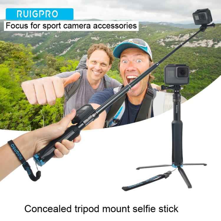 Portable Foldable Tripod Holder Selfie Monopod Stick for GoPro, Insta360, DJI and Other Action Cameras, Length: 23.5-81cm