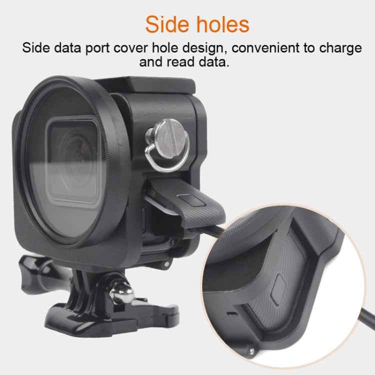 Housing Shell CNC Aluminum Alloy Protective Cage with Insurance Frame & 52mm UV Lens for GoPro HERO7 Black /6 /5