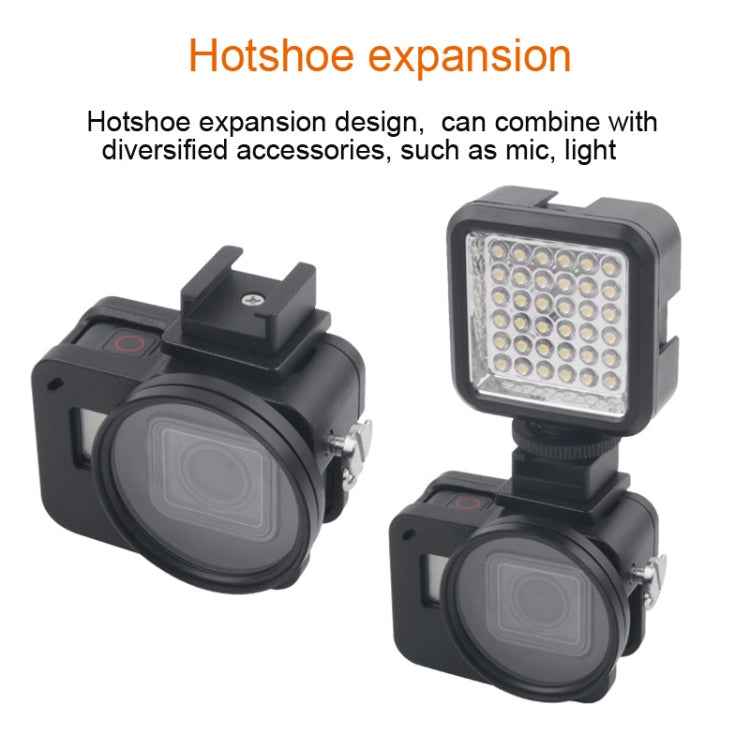 Housing Shell CNC Aluminum Alloy Protective Cage with Insurance Frame & 52mm UV Lens for GoPro HERO7 Black /6 /5