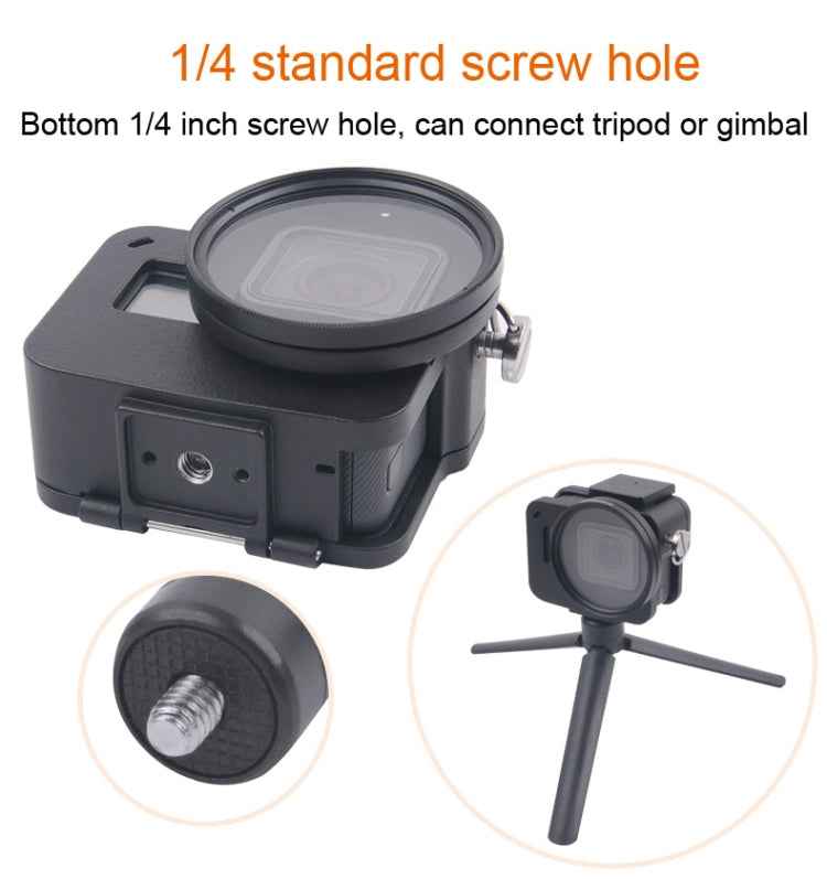 Housing Shell CNC Aluminum Alloy Protective Cage with Insurance Frame & 52mm UV Lens for GoPro HERO7 Black /6 /5
