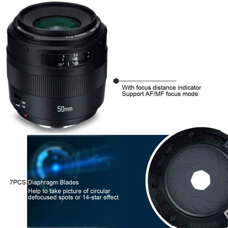 YONGNUO YN50MM F1.4C F1.4 Lens Large Aperture Auto Focus Lens for Canon