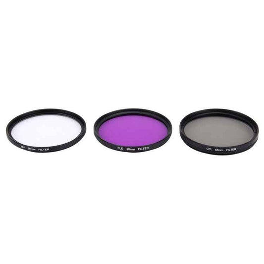 JUNESTAR 3 in 1 Proffesional 58mm Lens Filter(CPL + UV + FLD / Purple) for GoPro & Xiaomi Xiaoyi Yi Sport Action Camera