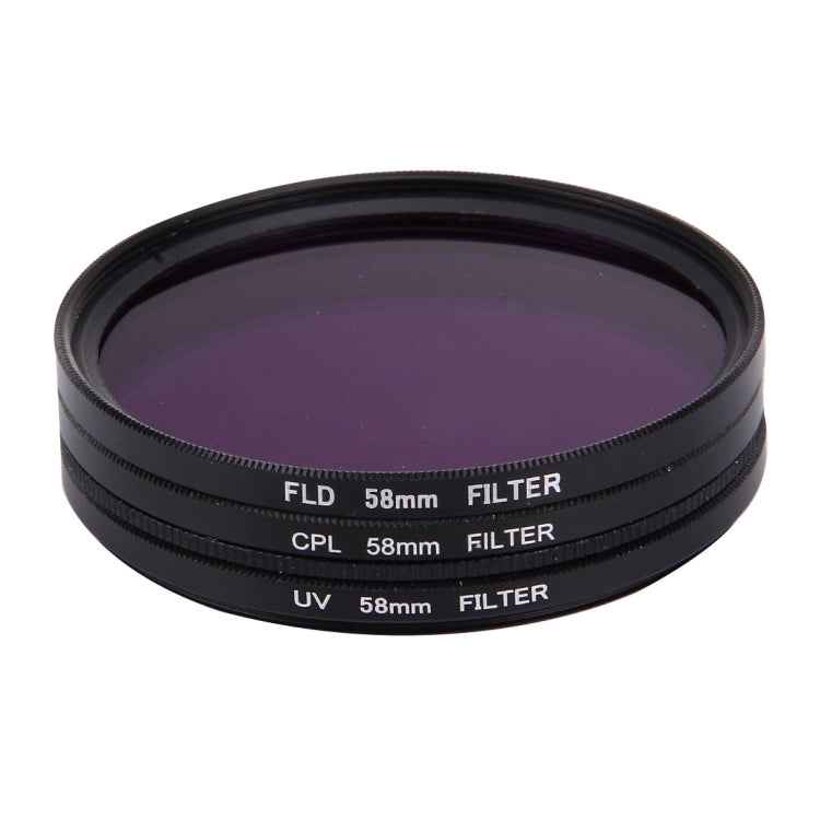 JUNESTAR 3 in 1 Proffesional 58mm Lens Filter(CPL + UV + FLD / Purple) for GoPro & Xiaomi Xiaoyi Yi Sport Action Camera