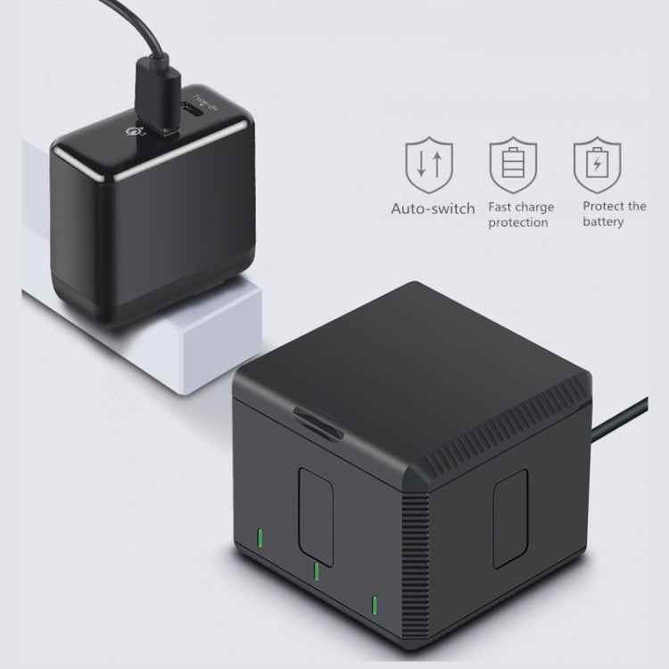 RUIGPRO USB Triple Batteries Housing Charger Box with LED Indicator Light for DJI OSMO Action 1
