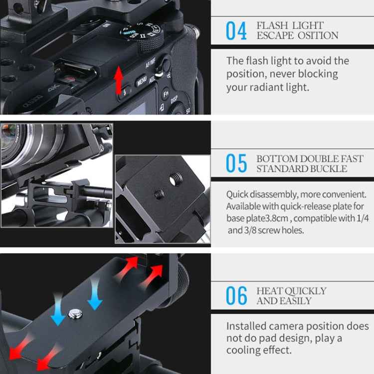 YELANGU C6 Camera Video Cage Stabilizer for Sony A6000 / A6300 / A6500 / A6400