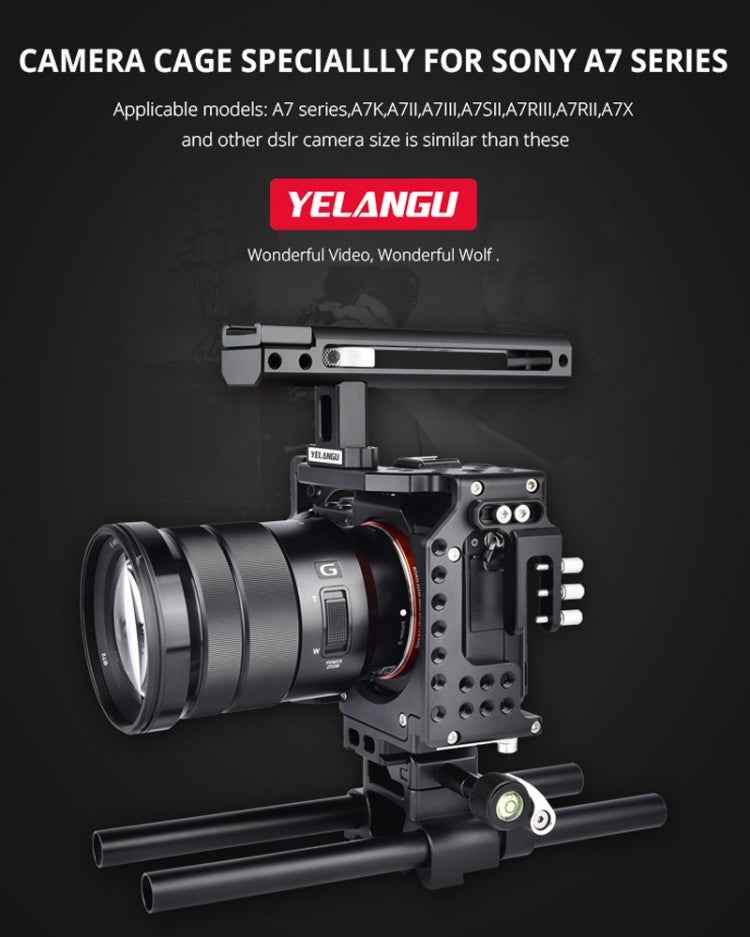 YELANGU CA7 YLG0908A Handle Video Camera Cage Stabilizer for Sony A7K / A72 / A73 / A7S2 / A7R3 / A7R2 / A7X