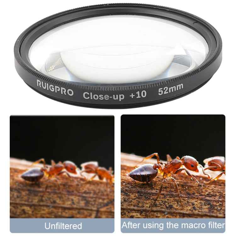 RUIGPRO for GoPro HERO 7/6 /5 Professional 52mm 10X Close-up Lens Filter with Filter Adapter Ring & Lens Cap