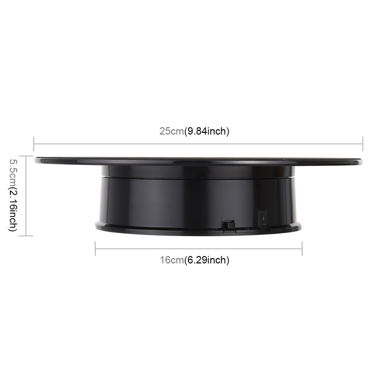 25cm 360 Degree Electric Rotating Turntable Display Stand Video Shooting Props Turntable for Photography, Load 3kg, Powered by Battery, 25cm/Powered by Battery(B), 25cm/Powered by Battery(W), 25cm/Powered by Battery(BW)