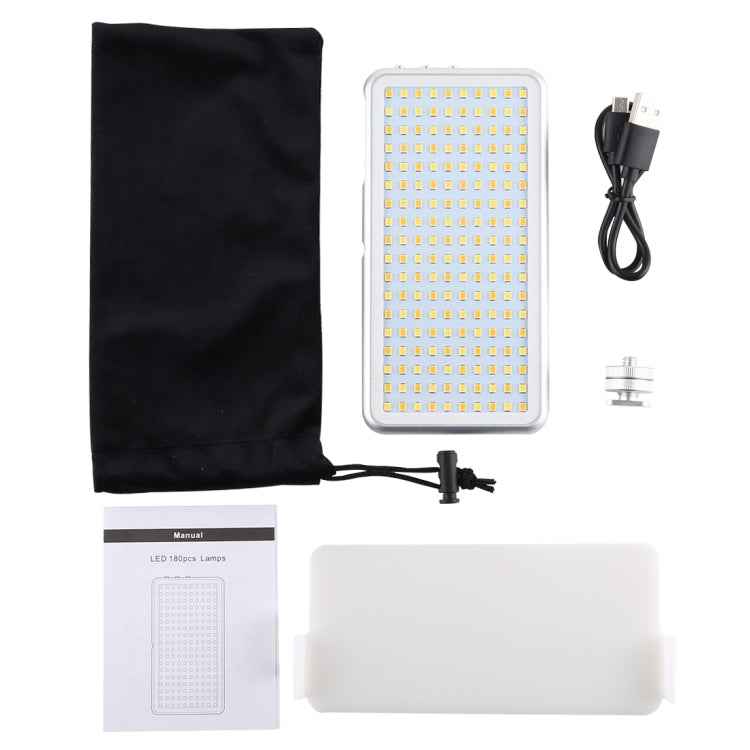LED011S Pocket 180 LEDs Professional Vlogging Photography Video & Photo Studio Light with OLED Display & Cold Shoe Adapter Mount for Canon / Nikon DSLR Cameras