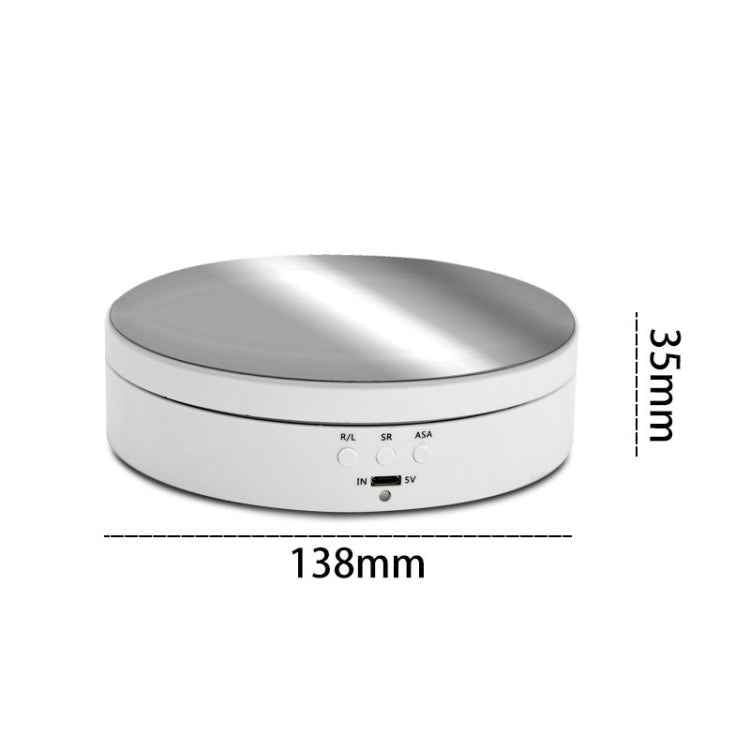 13.8cm Mirror Style USB Charging Smart 360 Degree Rotating Turntable Display Stand Video Shooting Props Turntable for Photography, Load 3kg