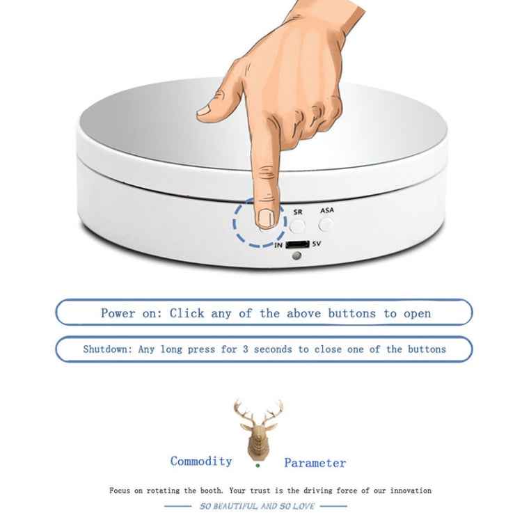 13.8cm Mirror Style USB Charging Smart 360 Degree Rotating Turntable Display Stand Video Shooting Props Turntable for Photography, Load 3kg