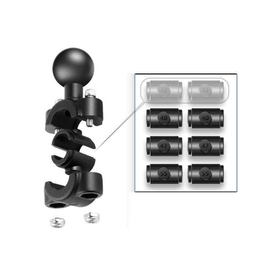 25mm Ball Head Motorcycle Rearview Mirror Fixed Mount Holder with 4 Styles Gaskets for GoPro, Insta360, DJI and Other Action Cameras