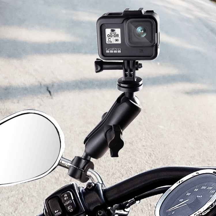 25mm Ball Head Motorcycle Rearview Mirror Screw Hole Fixed Mount Holder for GoPro, Insta360, DJI and Other Action Cameras